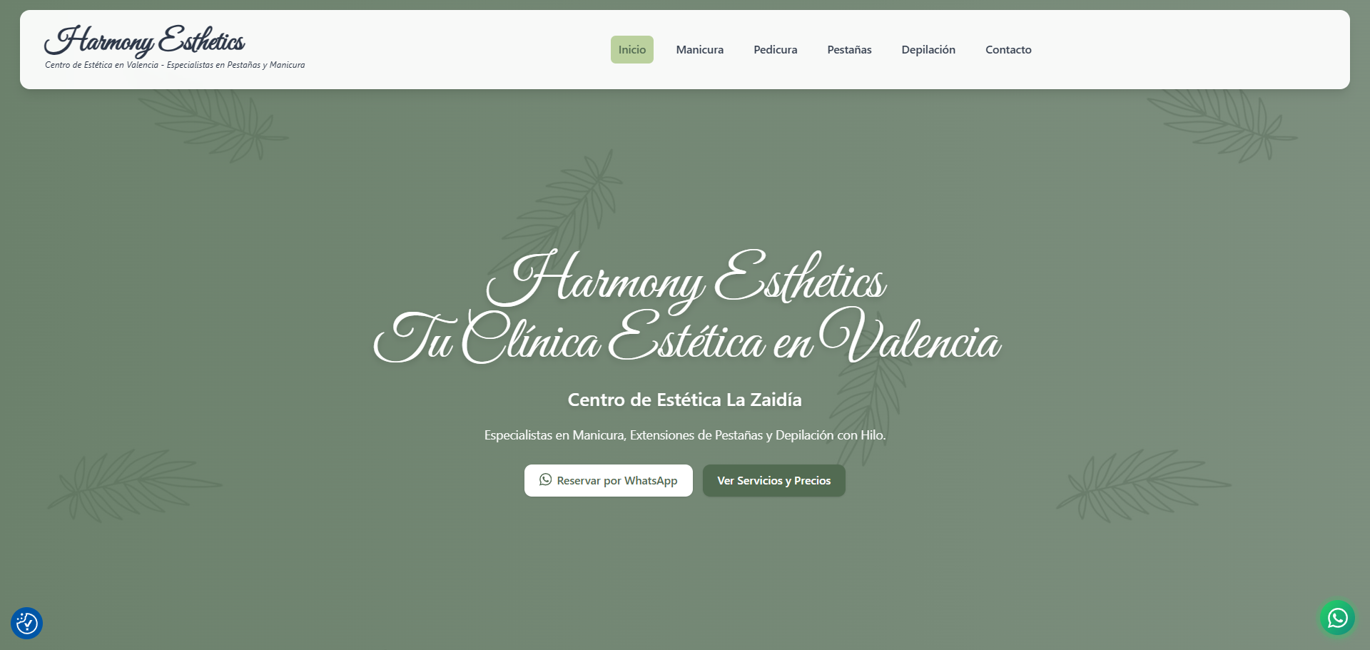 Web de Harmony Esthetics centro de estética en Valencia — 100/100 en PageSpeed con catálogo de servicios y SEO local